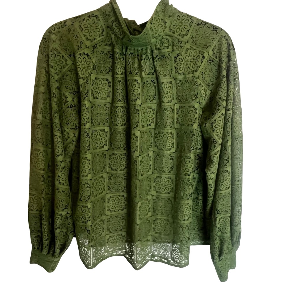 Samsøe Samsøe NWT Lace Blouse. Mock Neck. Color Twist of Lime.Women's Small